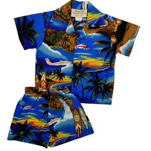 Vintage Royal Hawaiian Creations 100% Cotton Top & Short Infant Size 6-Months